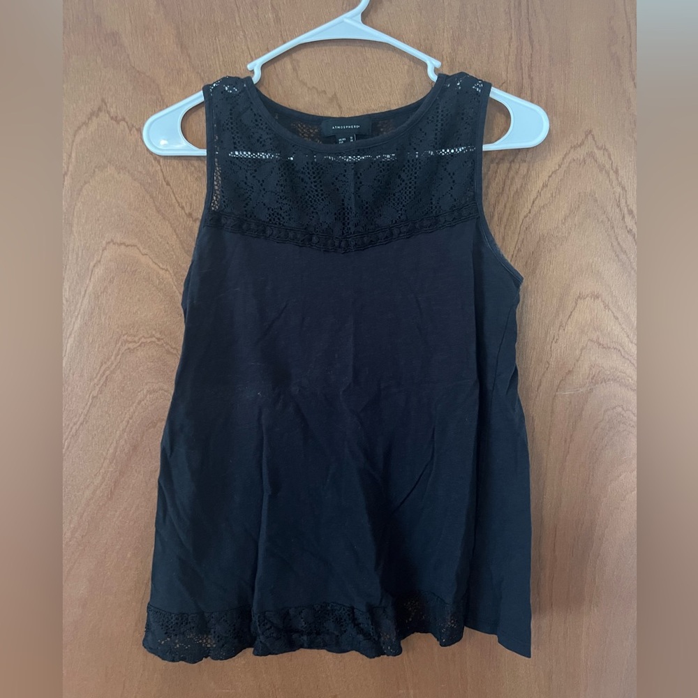 Atmosphere Black Open-back Top w Crochet Detail